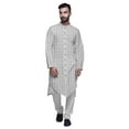 thumbnail image 1 of Atasi Ensemble Kurta Pyjama en Rayonne à Manches Longues Imprimé Asymétrique à Boutons, 1 of 4