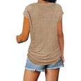 thumbnail image 3 of Mytrendy Women Zipper V-Neck Raglan Short Sleeve Casual Tunic Top, 3 of 4