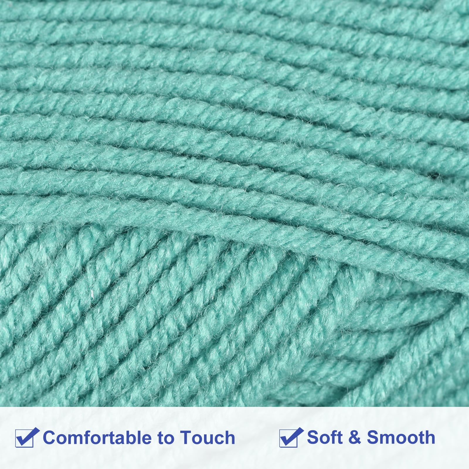 300g - 6Pack of 50g Acrylic Yarn Skeins Soft Crochet Yarns for Knitting Blue-Green