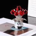 thumbnail image 2 of Ramo de Rosas Rojas con Jarrón Redondo, Figuras, Regalos para Mujer, Adorno de Ramo de Cristal, Regalos Románticos, Centro de Mesa., 2 of 5