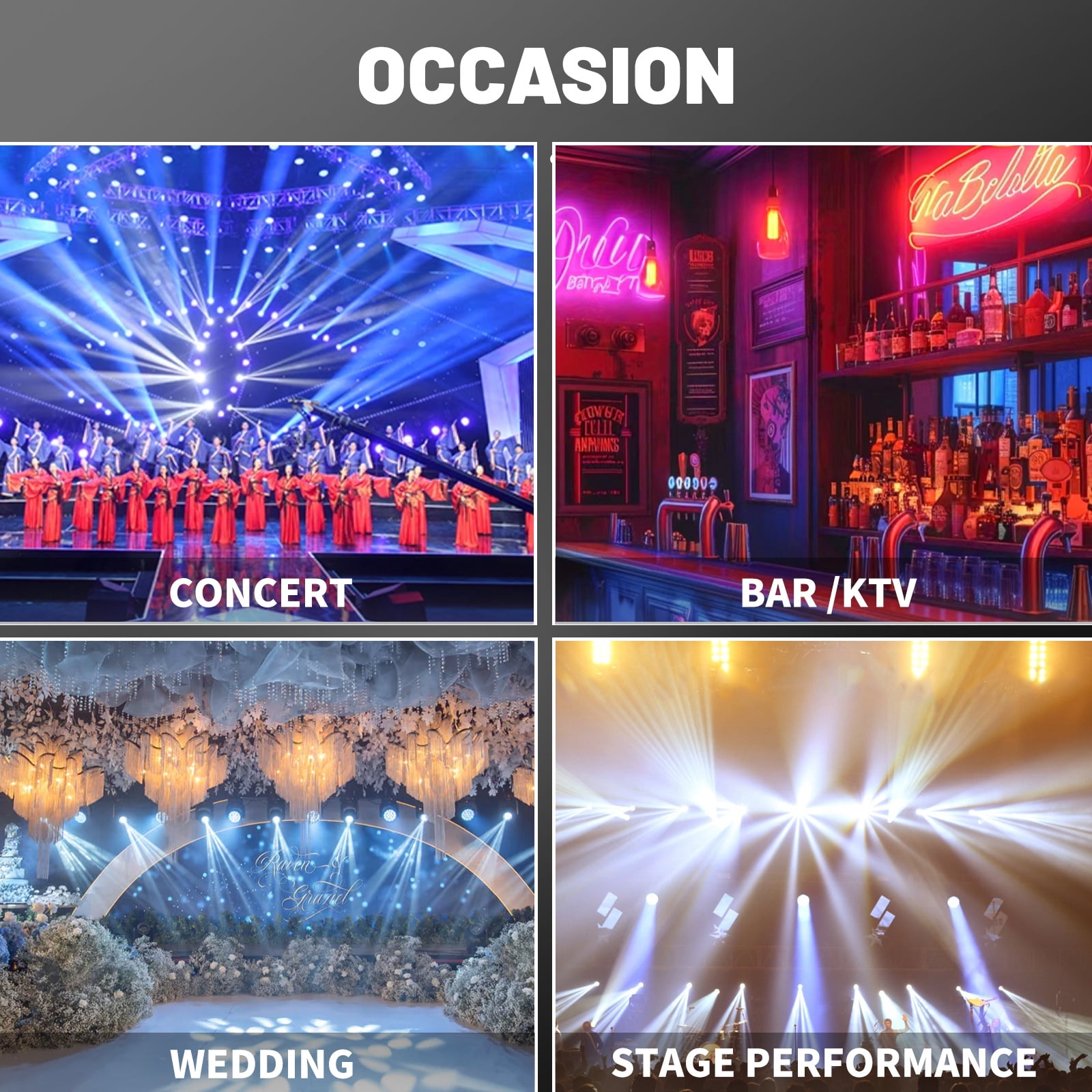 200W Blinder Stage Lights, 2-in-1 Warm & Cool White COB Spotlights, LED Par Lights with Auto/Sound/DMX/Master-Slave Audience Light for Events Wedding Theater Church