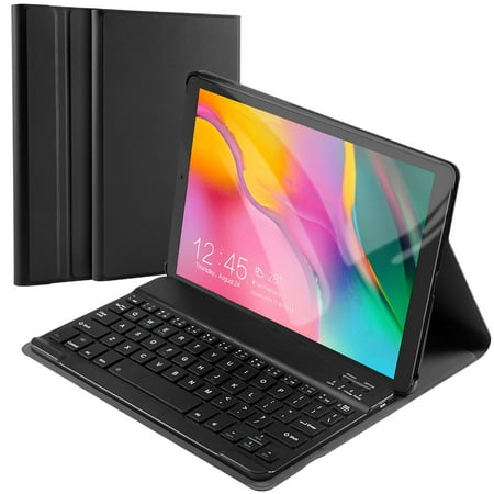 Samsung Galaxy Tab A 10.1 2019 SM-T510/T515 Detachable US Bluetooth Keyboard+Leather Case Set Magnetic Adsorption Bracket Tablet Case with Keyboard No Backlight
