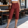 thumbnail image 2 of Capris for Women New Women's High Waist Capri Casual Straight Leg Cropped Trousers with Pockets Fashion Versatile Office Daily Capris Wine XL, 2 of 9