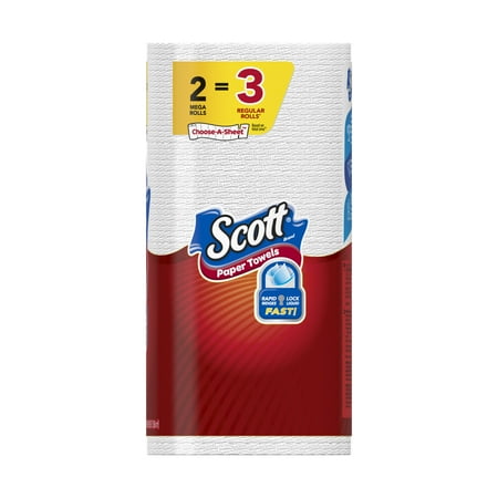 Scott Paper Towels, Choose-A-Sheet, 2 Mega Rolls (=3 Regular Rolls)