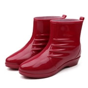 Bliss Brands Women's Waterproof Rain Boots Fashionable Red Ankle High Rubber Splash Boots (39)