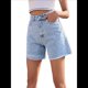 thumbnail image 3 of Pantalones Cortos Vaqueros para Mujer, Informales, de Verano, de Cintura Media, Deshilachados, Elásticos y Rotos. Azul L, 3 of 10