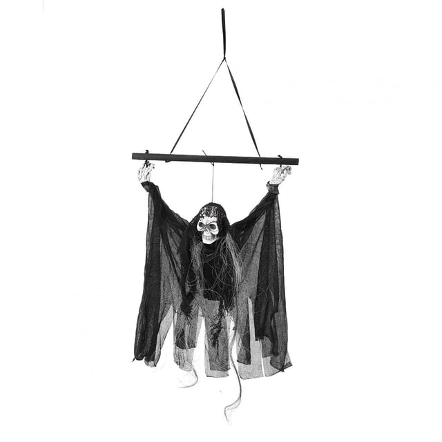 Dekaim Halloween Decor, Scary Hanging Skull Decor Sound Control Decoration Ornament Flash Red Light for Halloween