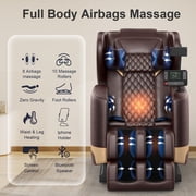Znines Zero Gravity Full Body Massage Chair Recliner with 10 Rollers, Heat Therapy & Foot Rollers and Bluetooth, Touch Screen for Home Office, Brown