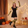 thumbnail image 4 of Dweltoz Women's Striped Over Knee High Socks Rainbow Thigh High Socks with Arm Warmer Fingerless Gloves Goth Y2K Style Set, 4 of 6
