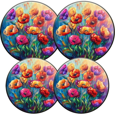 

Electric Stove Burner Covers 4 Pcs Round Gas Burner Cover 8 and 10 Inch Gorgeous Poppies Flowers Peonies Florals Tie Dye Gradient artwork