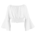 thumbnail image 5 of mgoYE Girls Off The Shoulder Tops Long Sleeve Loose Fit Dress Shirts Blouses(White,13-14 Years), 5 of 5