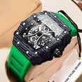 thumbnail image 2 of Reloj de Cuarzo Esqueleto Tonneau para Hombre, Correa de Silicona Impermeable Luminosa Estilo de Carreras, 2 of 5