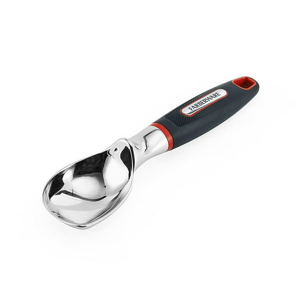 Farberware Soft Grips Ice Cream Scoop with Black Handle and Red Accents