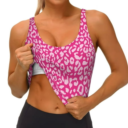 Goofa Leopard Printed Sports Bras for Women  High Impact Running Bra Workout Crop Tank Tops Longline Sports Bra Push up-