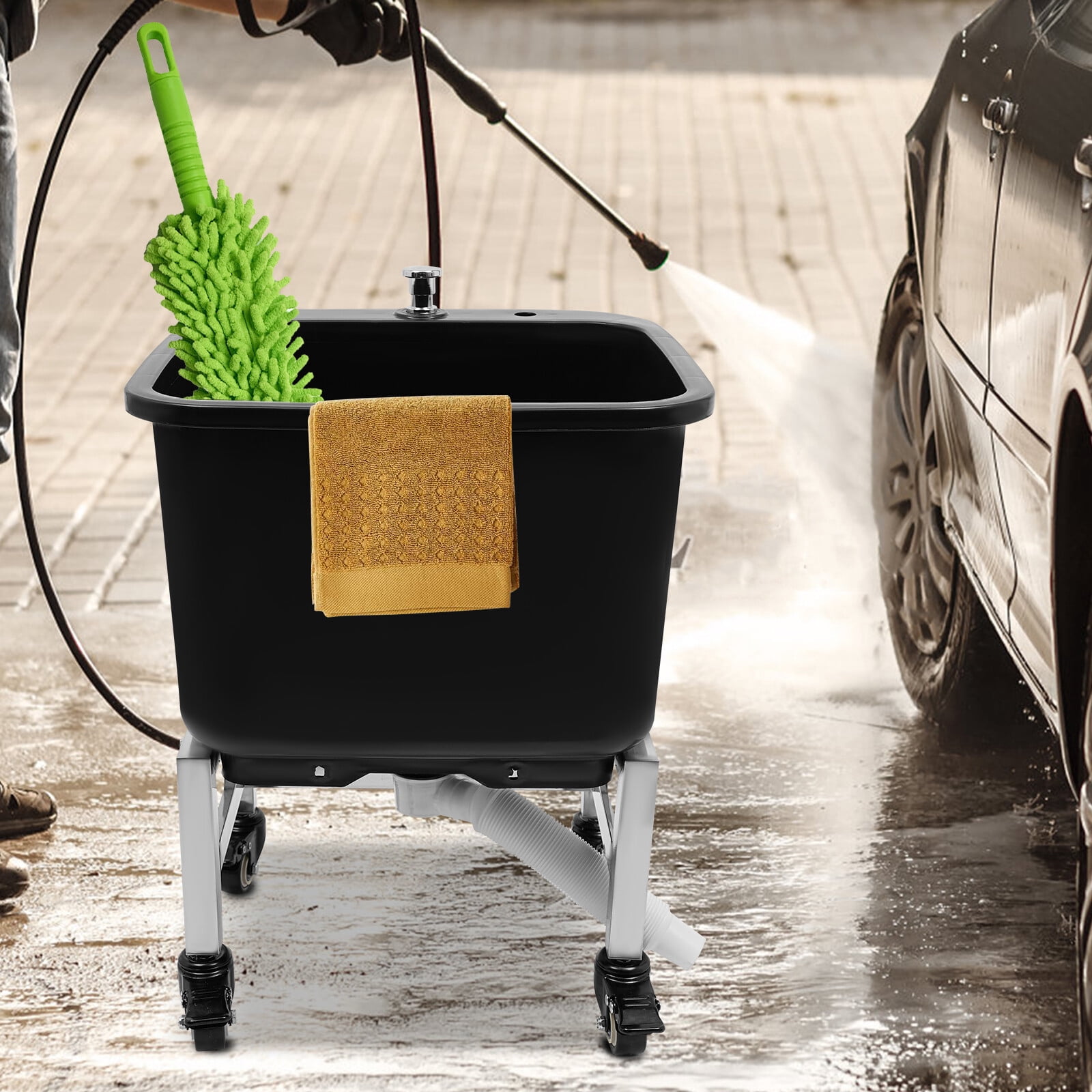 Commercial Plastic Floor Mop Sink - 15.75*15.75*19.88" Mop Buckets Utility Sink for Restaurants, RVs, Bars, Garages, Patios