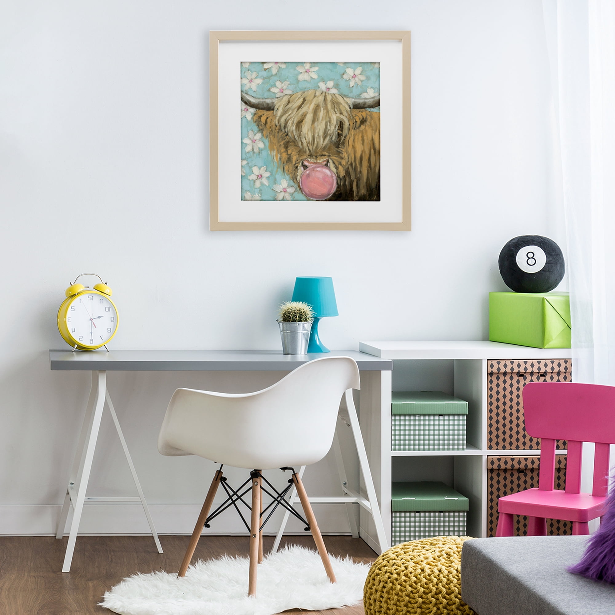 Stupell Industries Bubblegum Sweetie Cattle Birch Framed Print Under Glass, design by Sara G. Designs