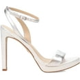 thumbnail image 3 of Sam Edelman Jade Soft Silver Stiletto Heel Open Toe Ankle Strap Heeled Sandals (Soft Silver, 8.5), 3 of 6
