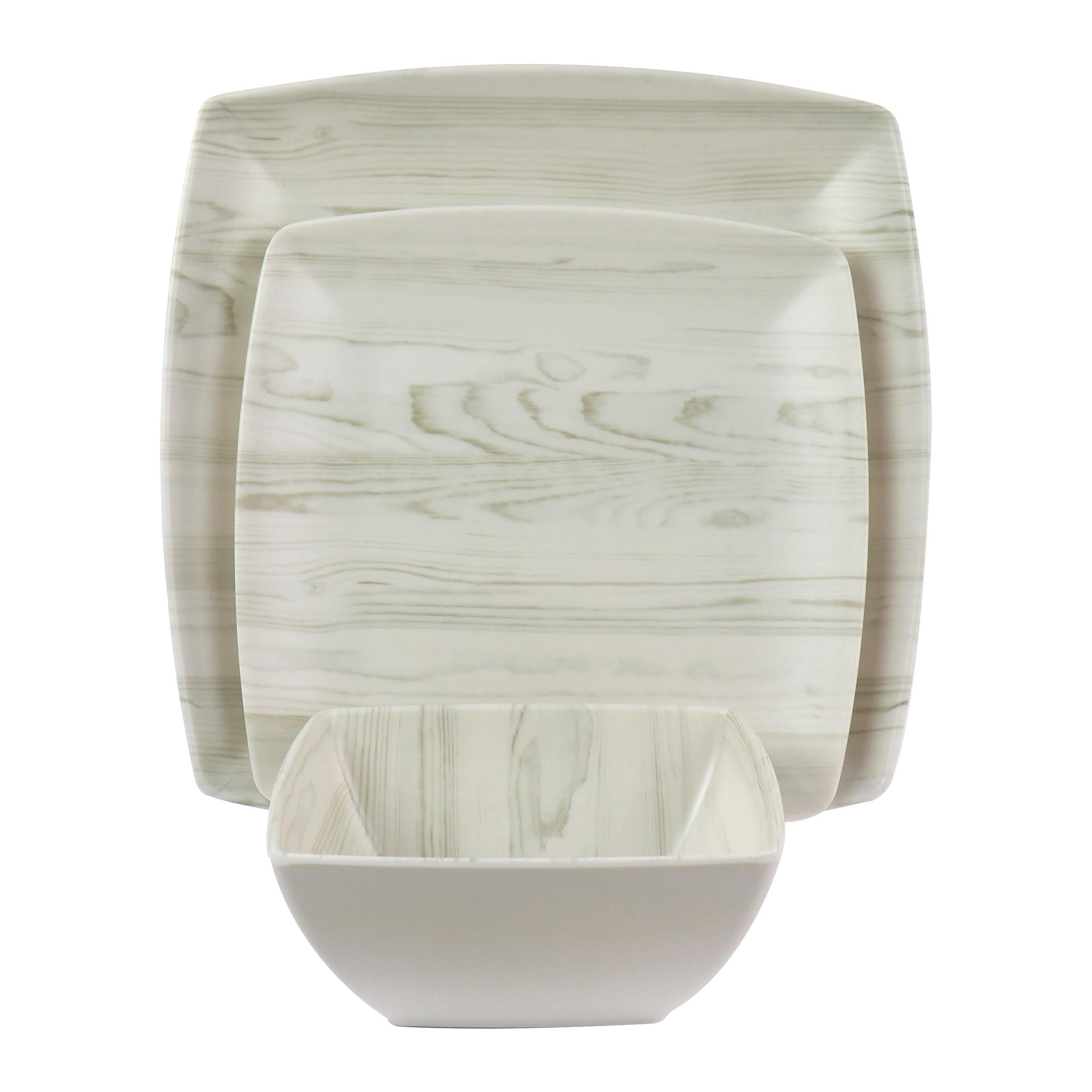 GBS Woodgrain 12 Piece Melamine Dinnerware Set