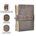 thumbnail image 2 of Leather Bound Vintage Journal for Women & Men - Book of Shadows - Lock Closure - 200 Pages of Antique Deckle Edges Handmade Paper - Rustic Brown Color - 7 X 5 inches, 2 of 8