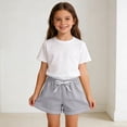 thumbnail image 4 of Akafmk Kids Cotton Loungwear Shorts Solid Color Soft Comfortable Loose Fitting Sleepwear Short Pants (Toddler Girl's or Girl's),Sizes 3-4 Years, 4 of 5
