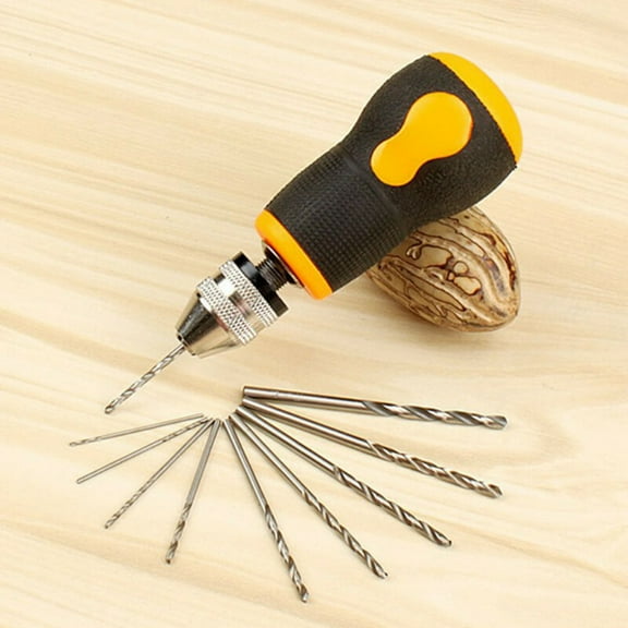 Micro Mini Portable Small Hand Drill and 10pcs Drill Bits Set Tool 0.8mm-3.0mm, Portable Hand Drill