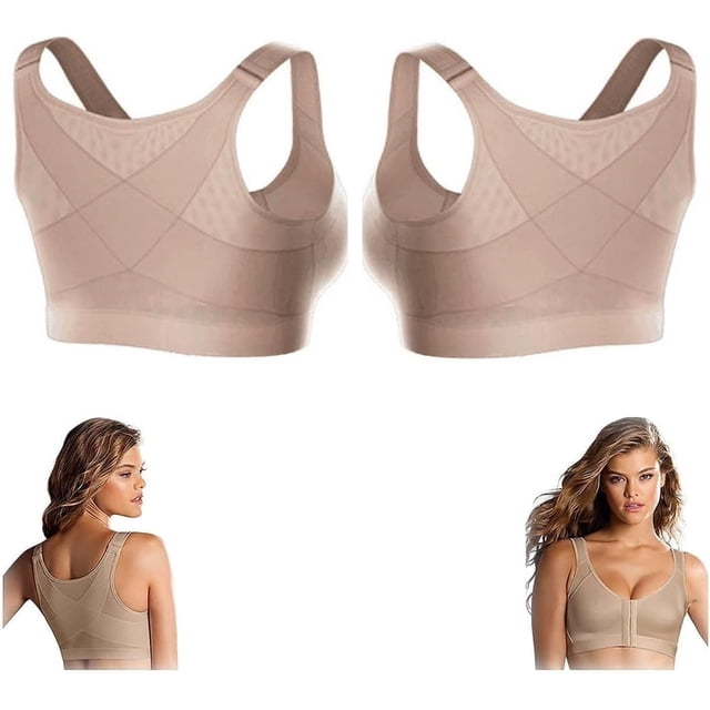 HSHDLDF 2Pcs Semibras for Older Women Front Closure,Goldies Bra for Seniors Front Closure Back Support