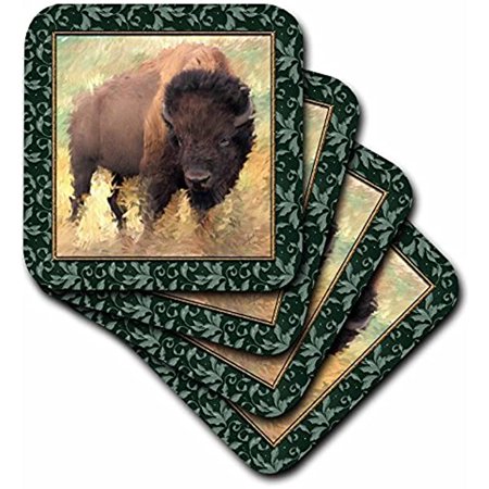 

3dRose CST_12006_4 Winter Buffalo Ceramic Tile Coasters Set of 8