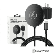 Swayvoo 25W Fast Wireless Charging Pad, MagSafe-Compatible Magnetic Charger, iPhone 17 16 15 14 13 & AirPods, 30-Min Charge, USB-C Black