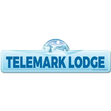 Telemark Lodge Street Sign | Indoor/Outdoor | Skiing, Skier, Snowboarder, Décor for Ski Lodge, Cabin, Mountian House | SignMission personalized