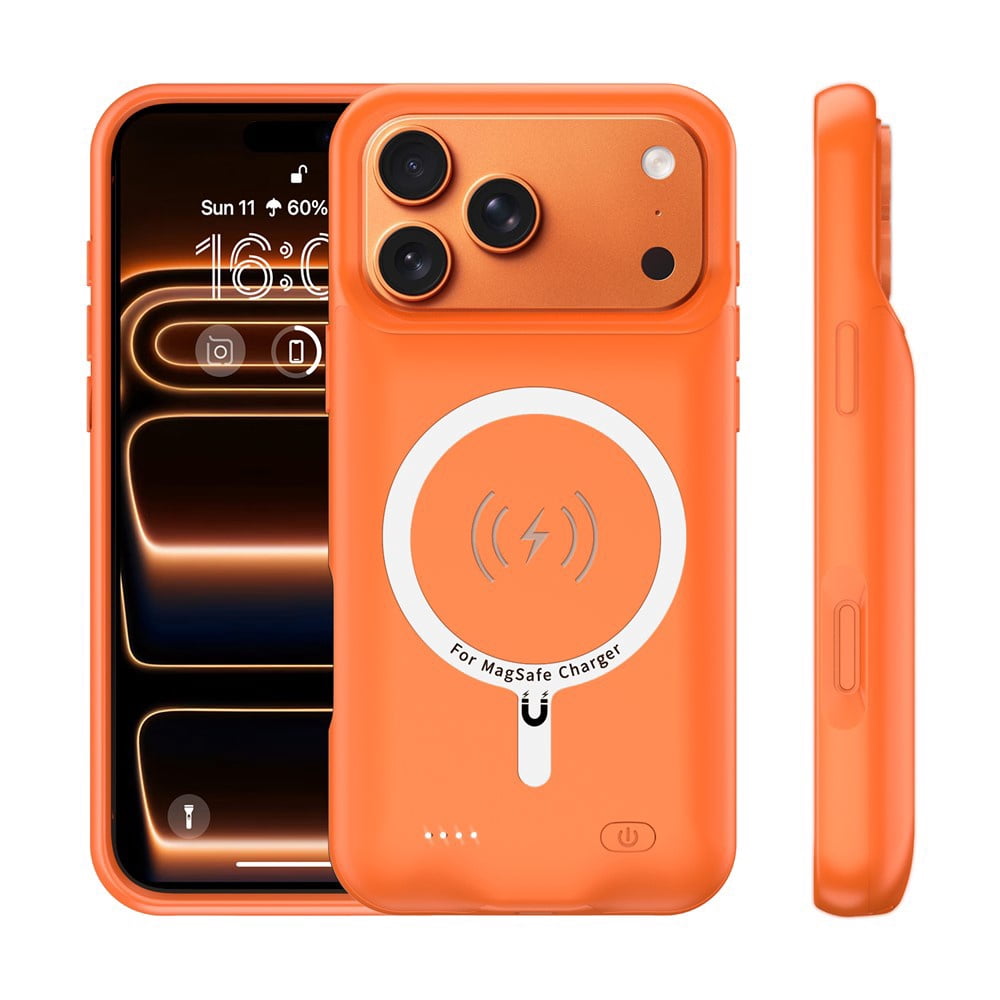 Slim Strong Charging Case with Msafe Charging (7000 mAh) for iPhone 17 Pro Max - Orange