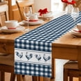 thumbnail image 5 of Table Runner - 36 Inch Long, Farmhouse Blue Plaid Kitchen Dining Table Runner Dresser Scarves, Vintage Country Cock Checkered Farmhouse Decor for Coffee Tables Wedding Party Banquet, 5 of 8