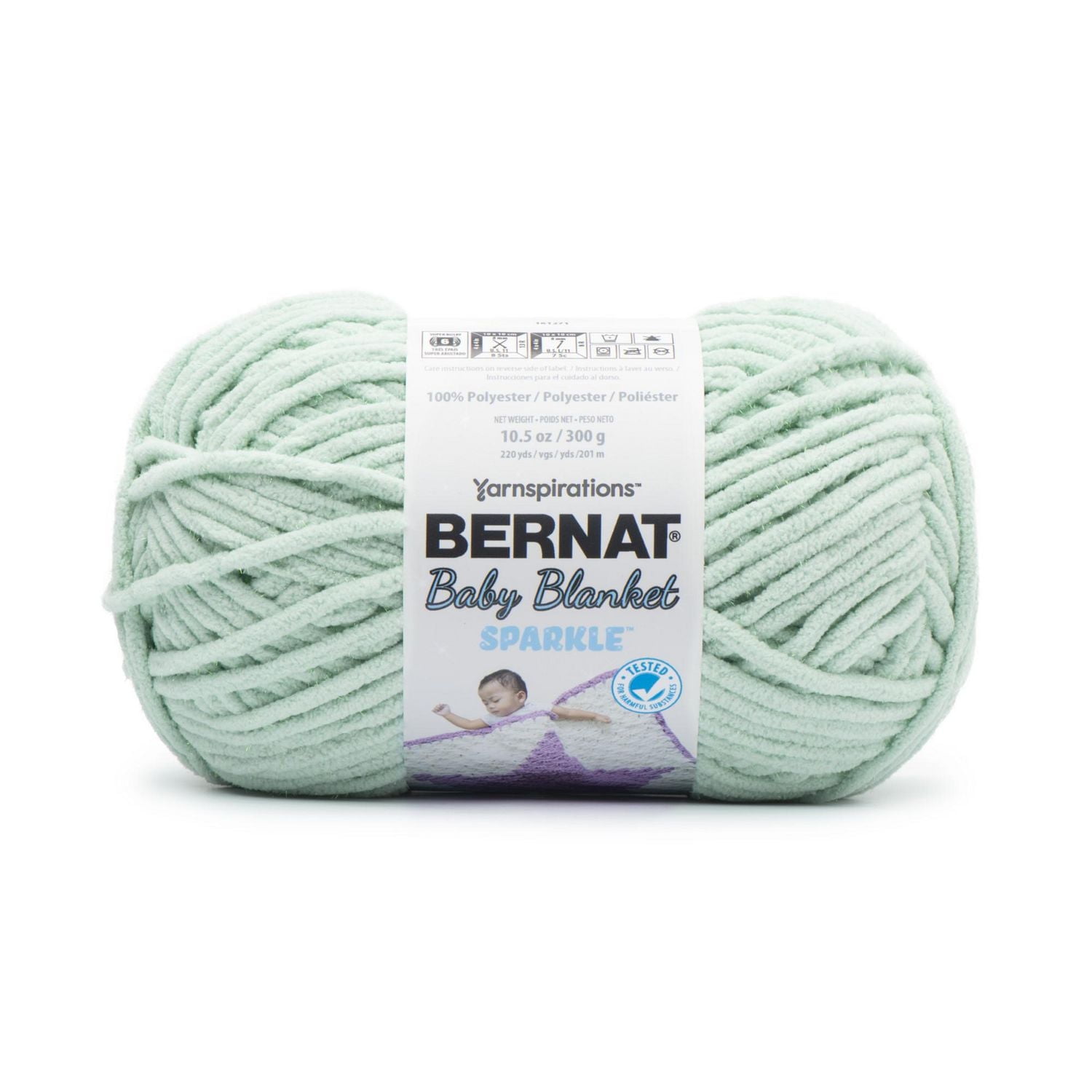 Bernat® Baby Blanket Sparkle™ Yarn, Polyester #6 Super Bulky, 10.5oz/300g, 220 Yards
