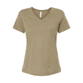 thumbnail image 3 of BELLA+CANVAS Relaxed Fit Heather CVC Tee for Women, Short Sleeve V-Neck T-Shirt, Heather Olive, S, 3 of 5