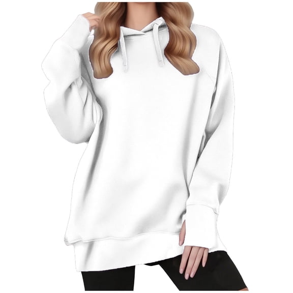 MXUIKV Sweatshirts Hoodies for Women Drawstring Loose Fitted Long Sweatshirts Activewear Homewear Casual Shirts Solid Color