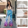 thumbnail image 6 of Xoenoiee Flared Yoga Pants for Women Tummy Control Flared Leggings Workout Pants High Waisted Bell Bottom Pants Slit Hem for Causal, Workout, M, Mermaid Fish Scales Print Blue Purple Gradient, 6 of 6