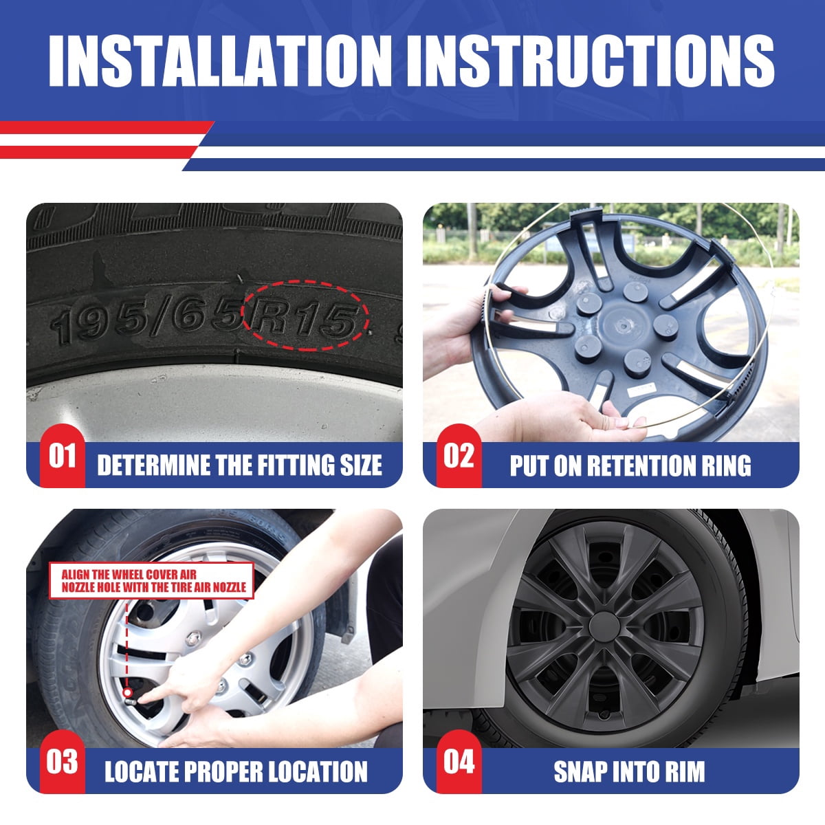 15" Set Of 4 Hubcaps Wheel Rims Cover for 2009-2019 TOYOTA COROLLA Compatible With Steel Wheels Snap On Installation(15-Inch,BLACK MATTE)