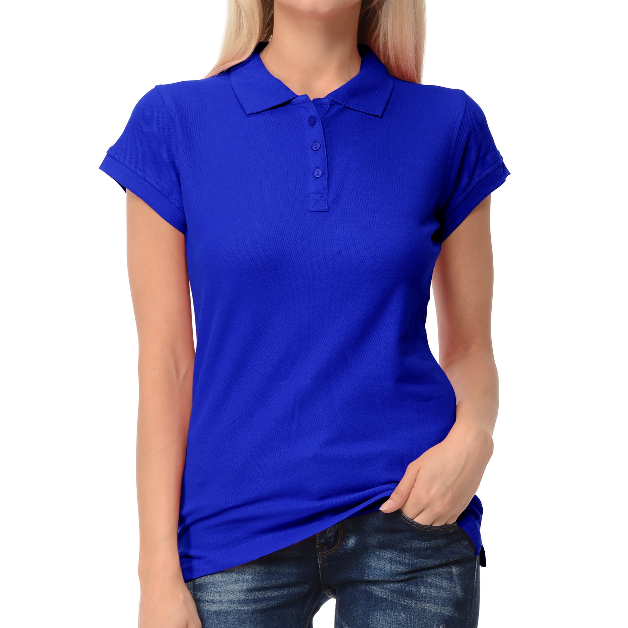 royal blue polo shirt for women