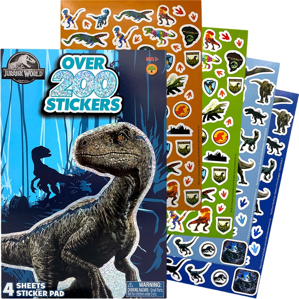 Jurassic World Dinosaur Sticker Book Over 200+ for Party Favor, Rewards