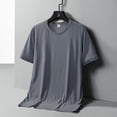 thumbnail image 2 of Men's T Shirts Casual Stylish Crew Neck Solid Color Loose Short Sleeve Breathable Sports Summer Wicking Sweat Tops, 2 of 3