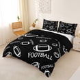 thumbnail image 3 of Castle Fairy Minimalist Football Print Duvet Cover Queen, Sport Theme Queen Bedding, Black White,Black Reversible,3-Piece,1 Duvet Cover and 2 Pillowcases, 3 of 6
