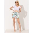 thumbnail image 3 of Allegra K Pantalones cortos de verano de playa con cintura alta con lazo elástico estampado para mujer Azul-Floral XL, 3 of 5
