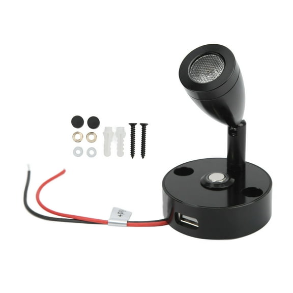 LED RV Reading Light, Interior Reading 270? Rotatable Base Touch Dimming 12-24V 3W For Camping?Trailers?Yachts For Book Map Lamps Black Housing