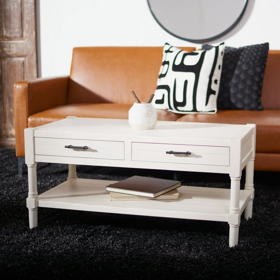SAFAVIEH Filbert Solid 2 Drawer Coffee Table, Distressed White