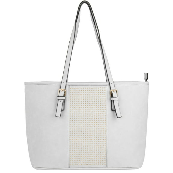 Gwen Women's Vegan Leather Studded Tote Bag with Adjustable Handles / Shoulder Straps