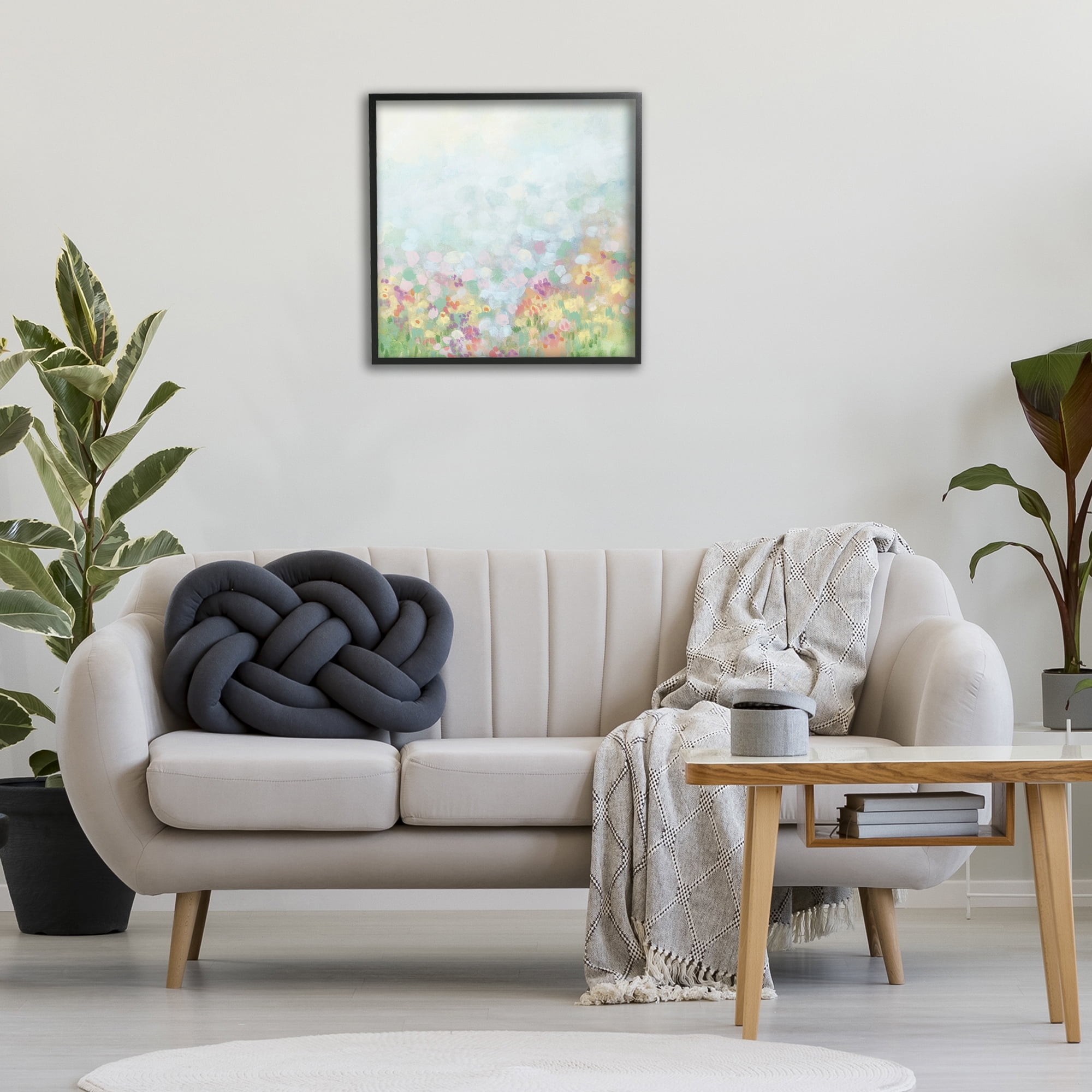 Stupell Industries Abstract Soft Meadow Abstract Painting Black Framed Art Print Wall Art, 24 x 24
