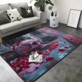 thumbnail image 3 of Area Rugs For Living Room Decor - Gothic Red Skull Cemetery Soft Anti Slip Throw Washable Rugs 5x7 For Bedroom, Indoor Carpet For Bedroom Living Room 80x58In, 3 of 7