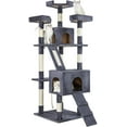 thumbnail image 1 of 68 Inch Cat Tree Cat Scratching Posts,Deluxe Kitten Play House with 2 Condos Natural Sisals, Grey, 1 of 8