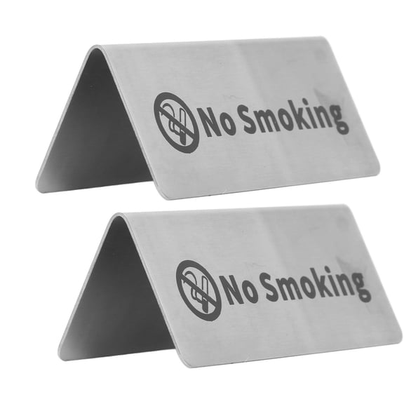 BIMZUC Stainless Steel Double‑Sided Tabletop Sign – Silver, 2.36”x5.91”, No Smoking & Party Wedding Use