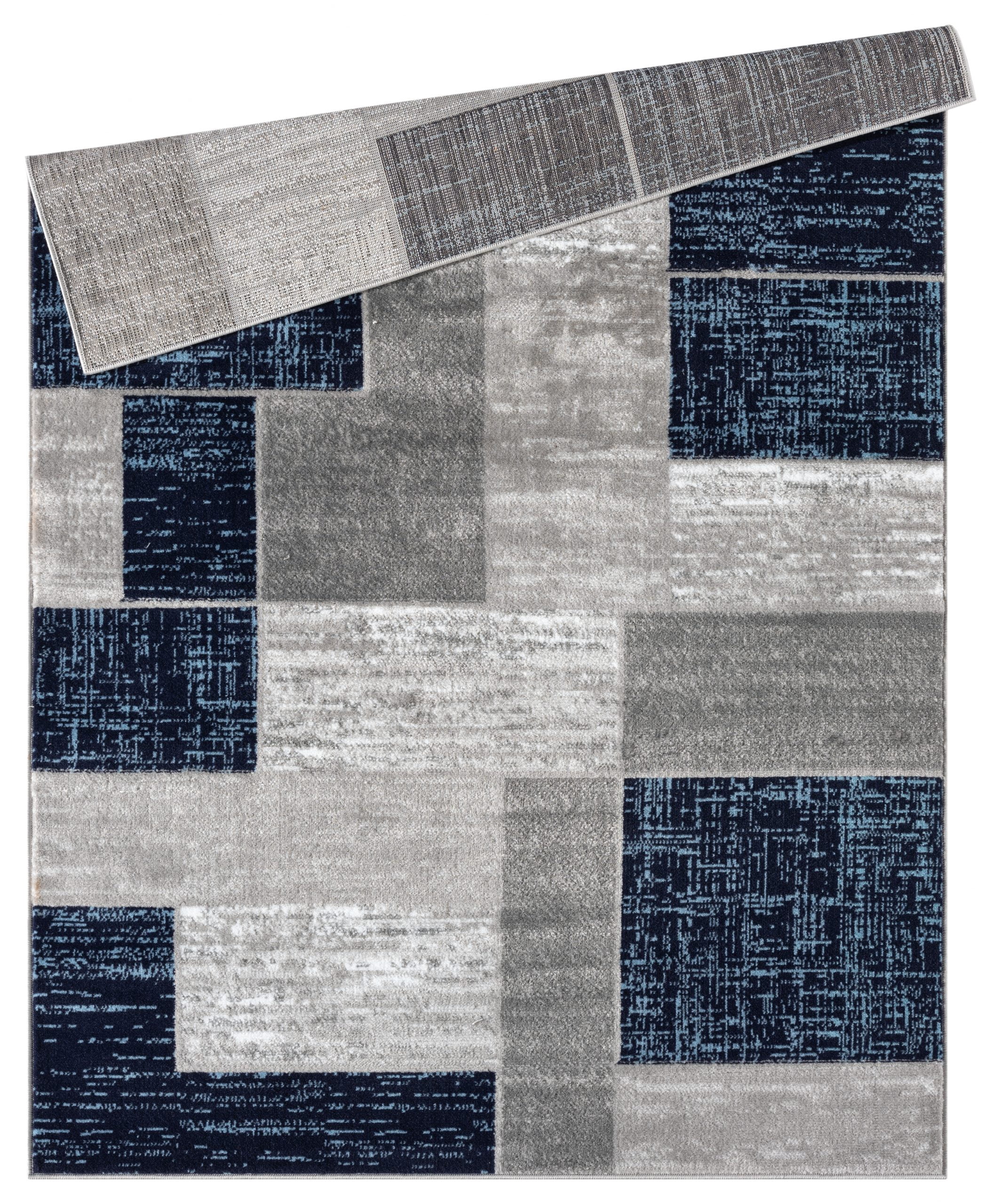 L'Baiet Verena Geometric Area Rug Blue Grey 2' x 3' Small Throw Rugs Carpet for Living Room, Bedroom, Dining Table, Office, Hallway, Foyer | Neutral Colorful Modern Abstract Home Decor