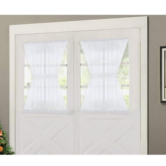 2Pack Breathable White 137x102cm French Door Curtains Patio/Glass